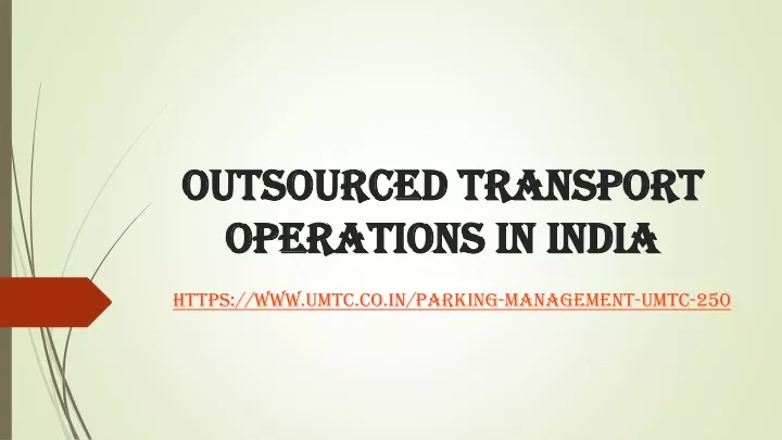 outsourced transport operations in india