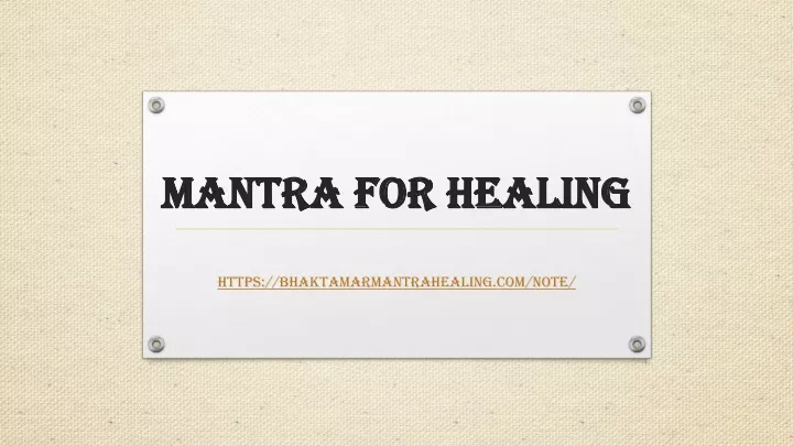 mantra for healing