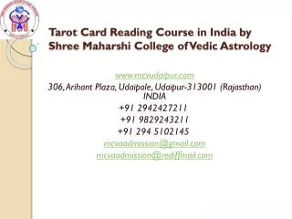Tarot Card Reading Course in India by Shree Maharshi College of Vedic Astrology