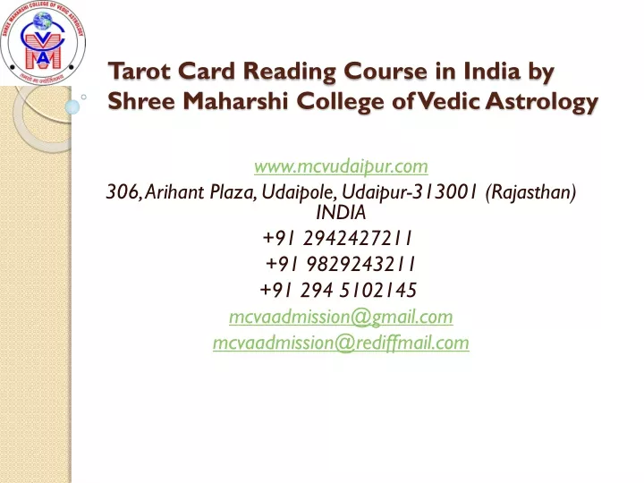 tarot card reading course in india by shree maharshi college of vedic astrology