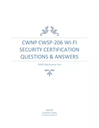 CWNP CWSP-206 WI-FI SECURITY CERTIFICATION QUESTIONS & ANSWERS