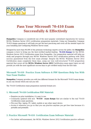 Microsoft 70-410 [2020] Exam Dumps - Success Secret