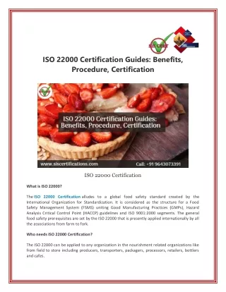 ISO 22000 Certification Guides: Benefits, Procedure, Certification