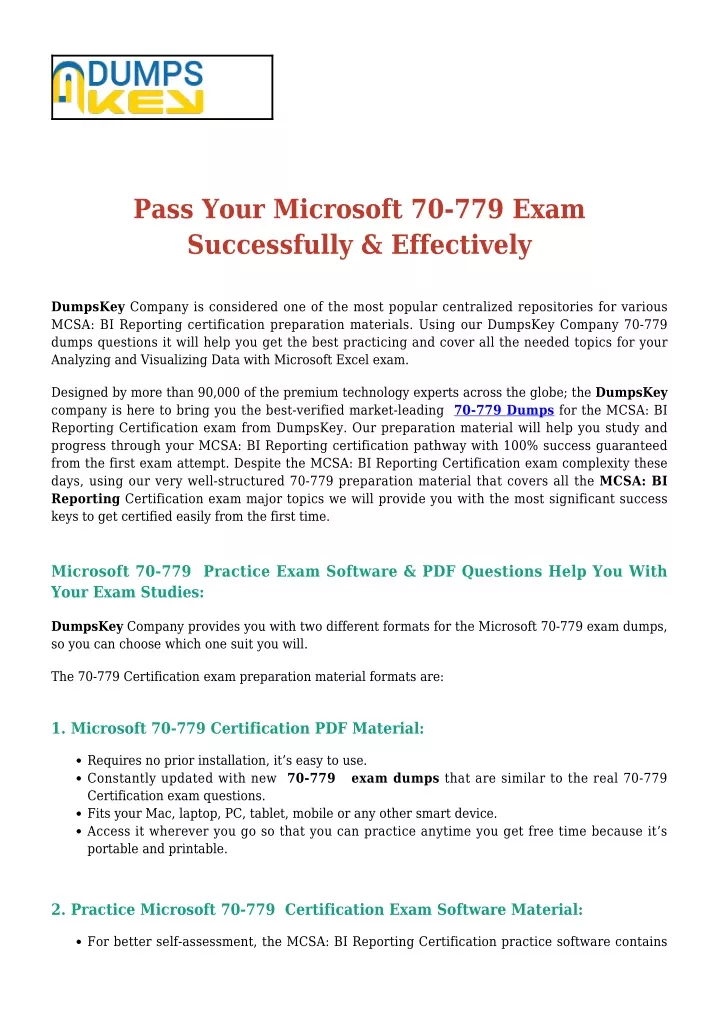 pass your microsoft 70 779 exam successfully