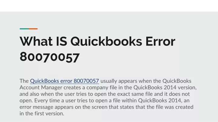 what is quickbooks error 80070057