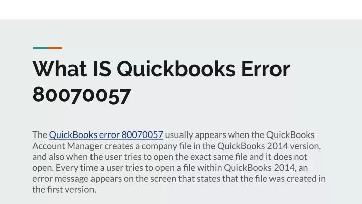 what is quickbooks error 80070057