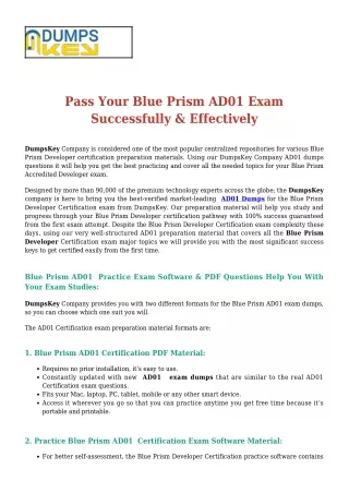 Blue Prism AD01 [2020] Exam Dumps - Success Secret
