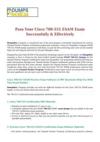 Cisco ESAM 700-551 [2020] Exam Dumps - Success Secret
