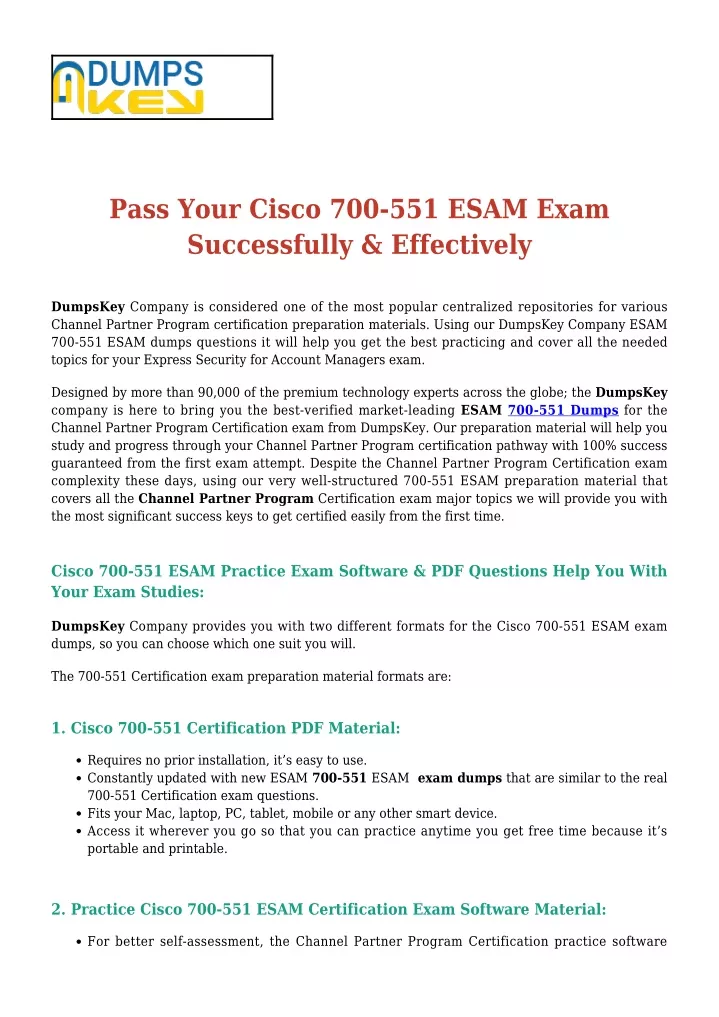 pass your cisco 700 551 esam exam successfully