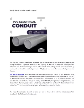How to Protect Your PVC Electric Conduit?