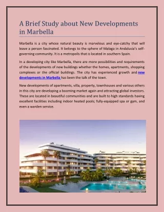 a brief study about new developments in marbella