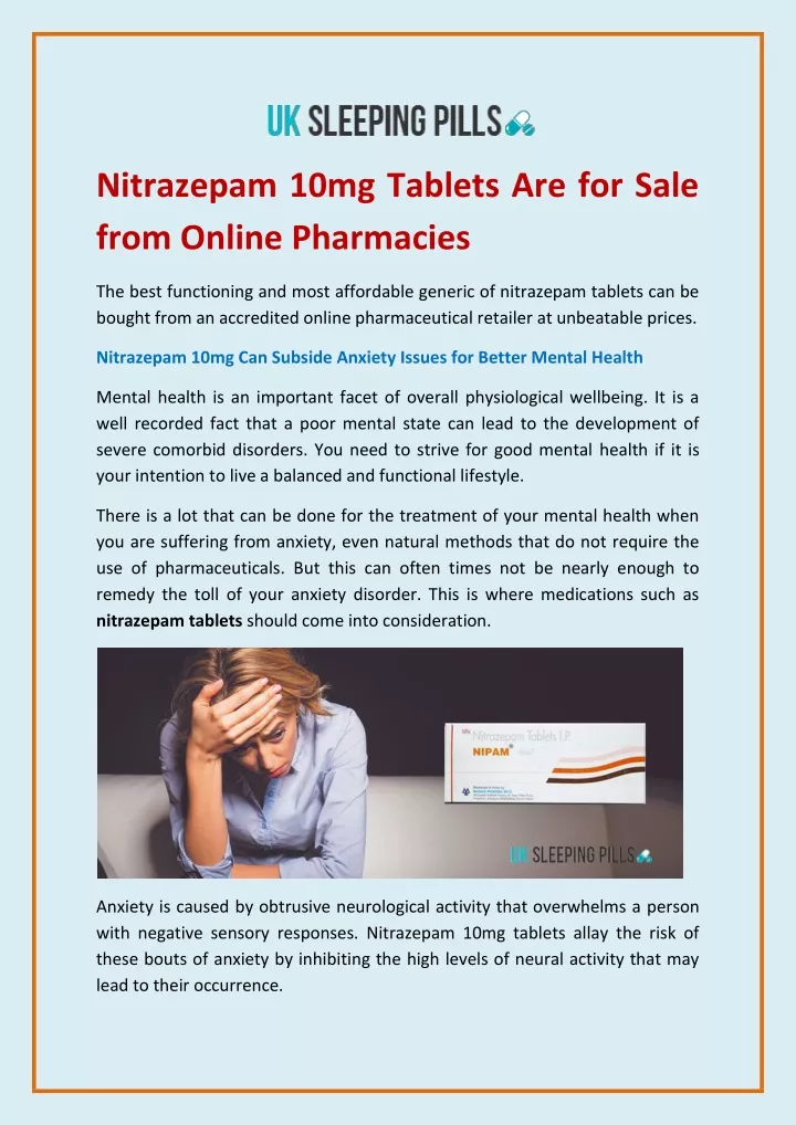 nitrazepam 10mg tablets are for sale from online