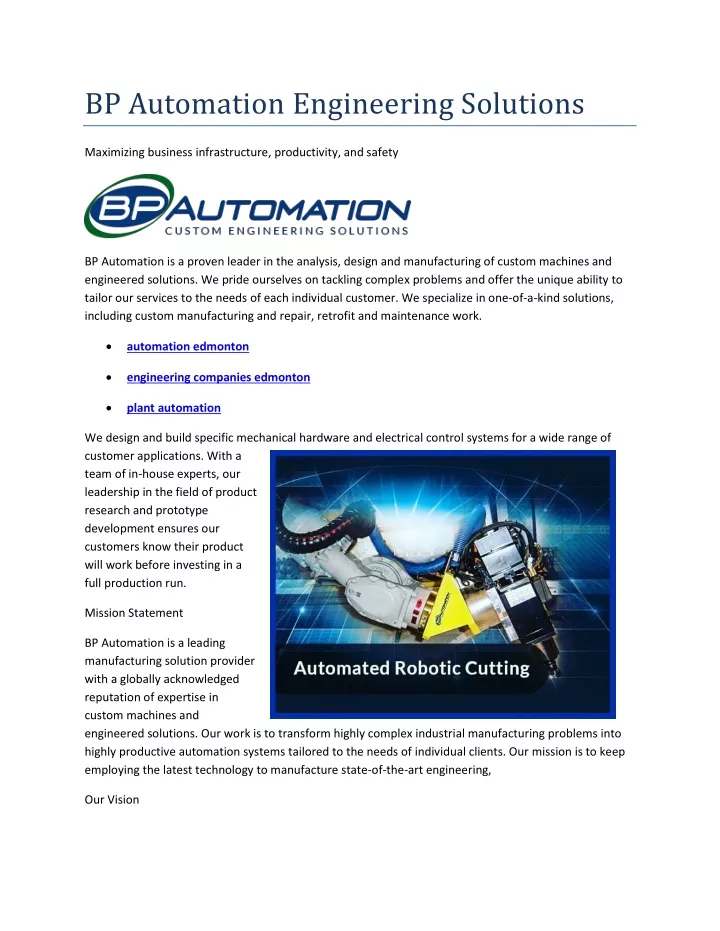 bp automation engineering solutions