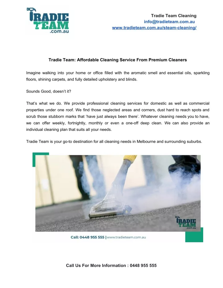 tradie team cleaning info@tradieteam