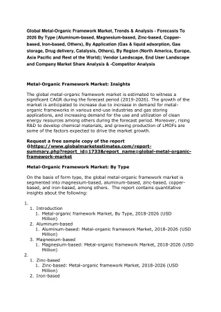 Global Metal-Organic Framework Market, Trends & Analysis - Forecasts To 2026