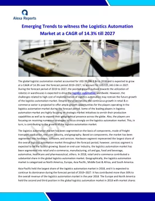 Logistics Automation Market to 2027