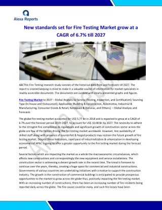 Fire Testing Market to 2027