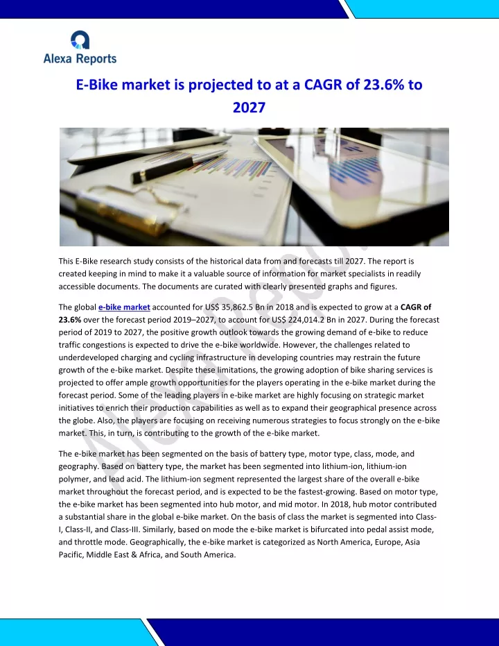 e bike market is projected to at a cagr