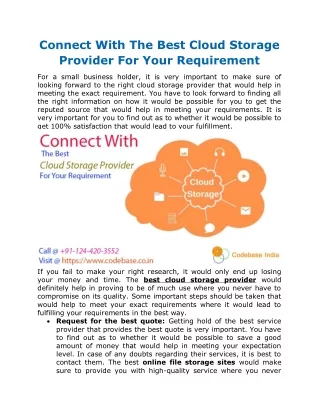 connect with the best cloud storage provider
