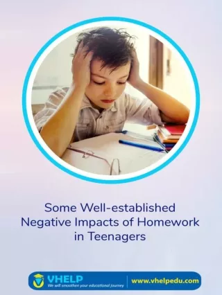 Some Well-established Negative Impacts of Homework in Teenagers