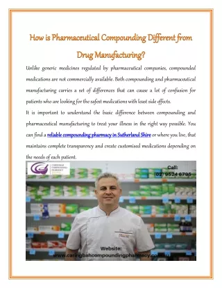 How is Pharmaceutical Compounding Different from Drug Manufacturing?