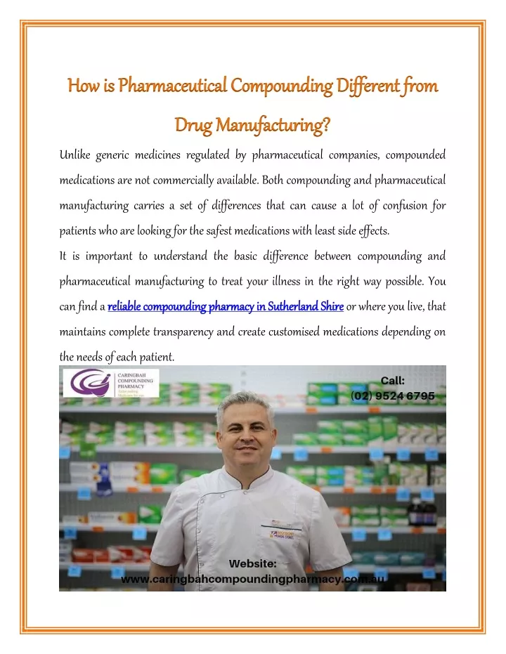 how is pharmaceutical compounding different from