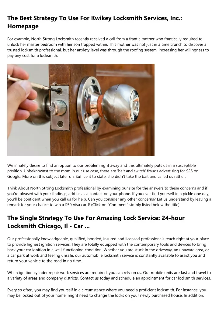 the best strategy to use for kwikey locksmith