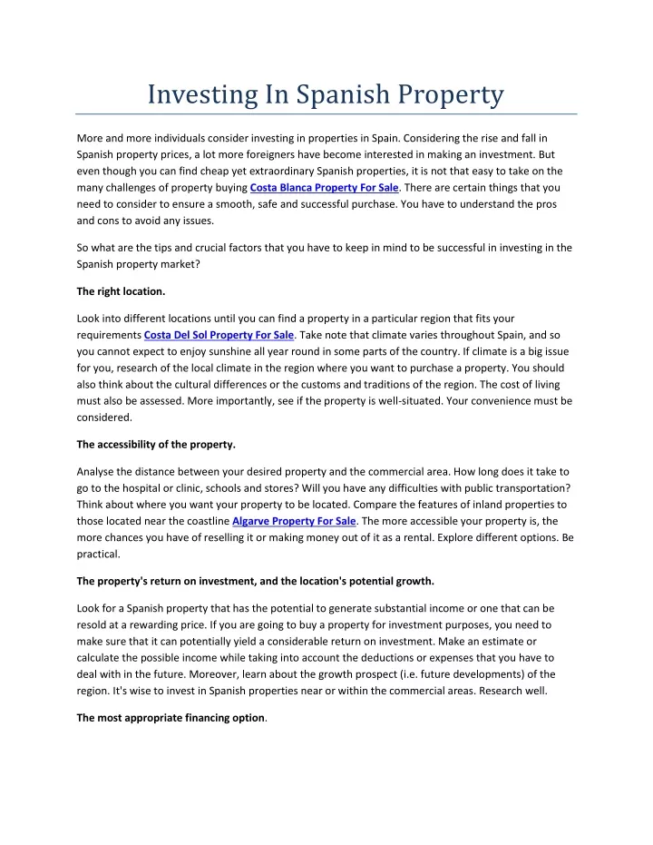 investing in spanish property
