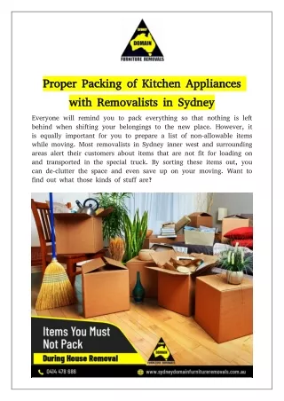 Proper Packing of Kitchen Appliances with Removalists in Sydney