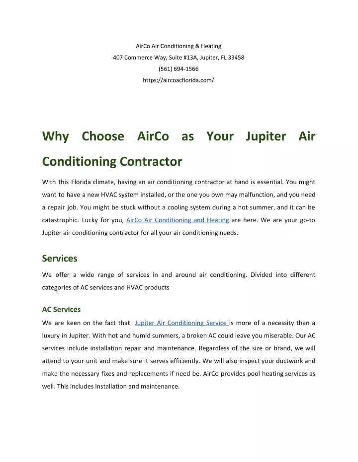 airco air conditioning heating