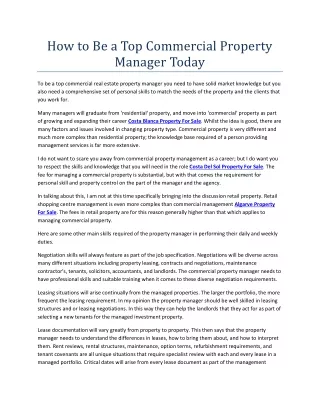 How to Be a Top Commercial Property Manager Today