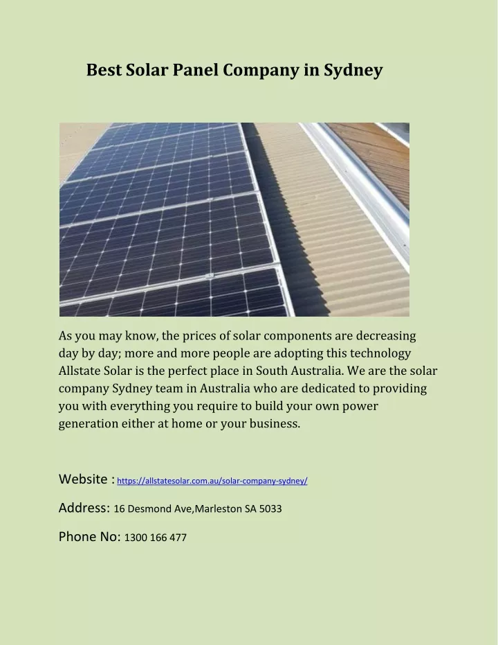 best solar panel company in sydney