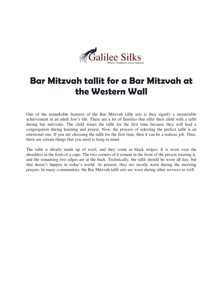 bar mitzvah tallit for a bar mitzvah