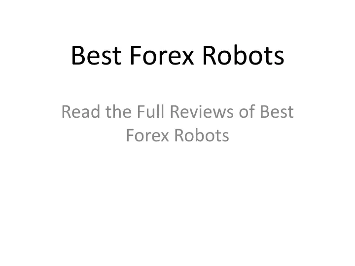 best forex robots