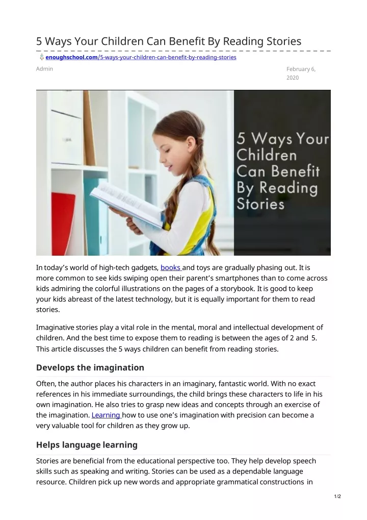 5 ways your children can benefit by reading