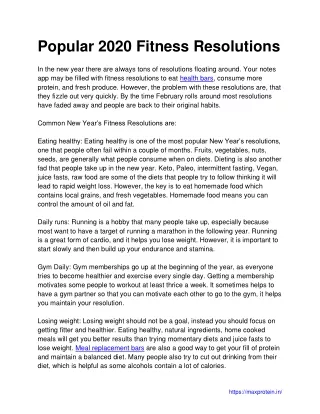 Popular 2020 Fitness Resolutions