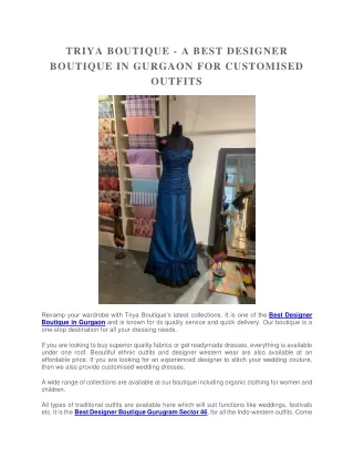 TRIYA BOUTIQUE - A BEST DESIGNER BOUTIQUE IN GURGAON FOR CUSTOMISED OUTFITS