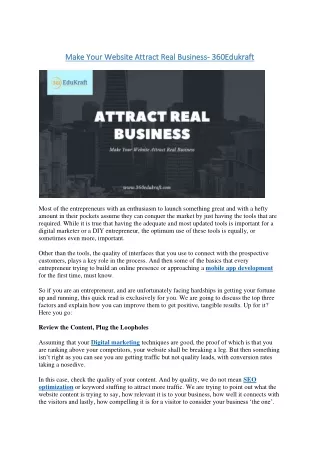 Make Your Website Attract Real Business- 360Edukraft