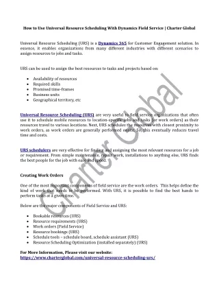 How to Use Universal Resource Scheduling With Dynamics Field Service | Charter Global