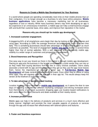 Reasons to Create a Mobile App Development for Your Business | Charter Global
