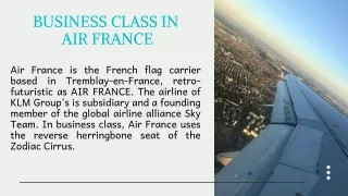 What facilities you get for Business Class in Air France?