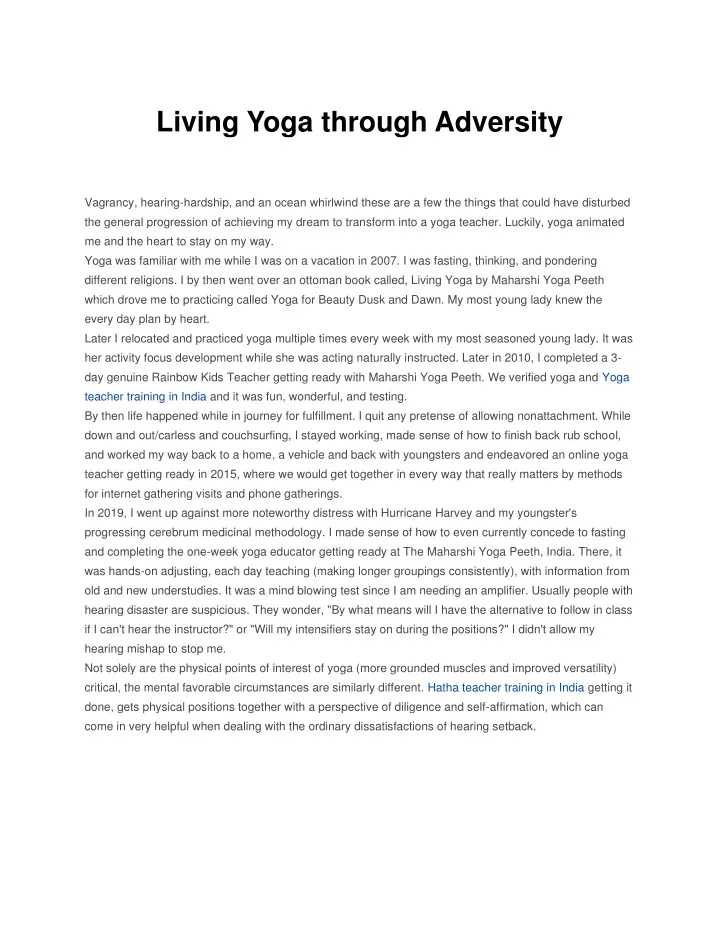 living yoga through adversity