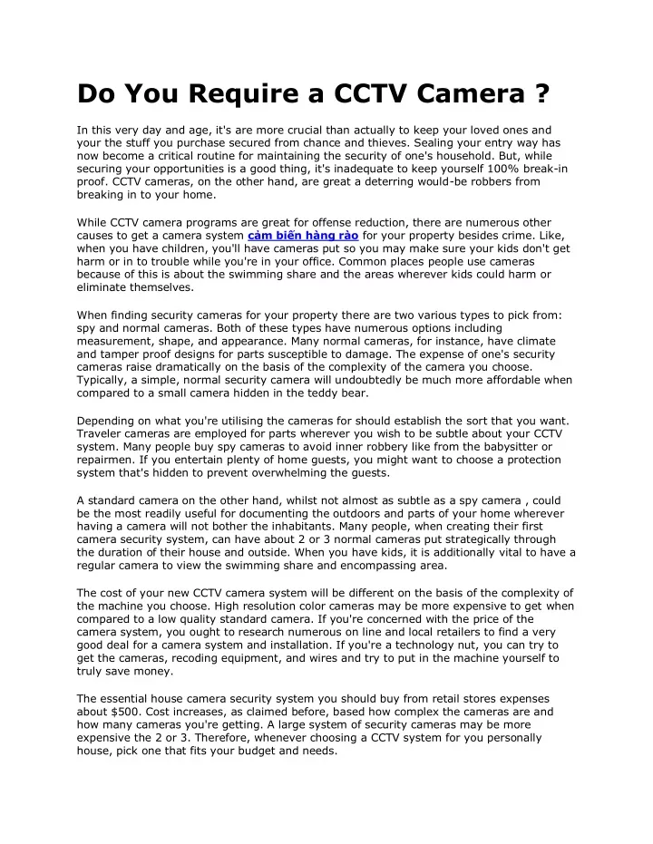 do you require a cctv camera