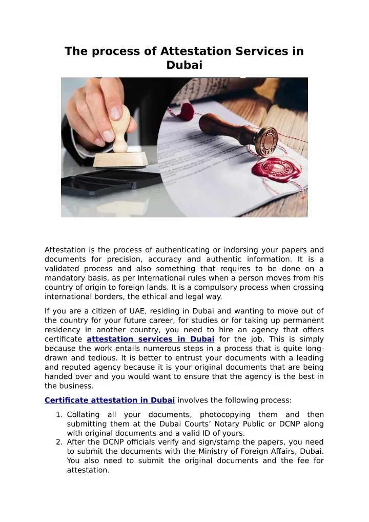 the process of attestation services in dubai