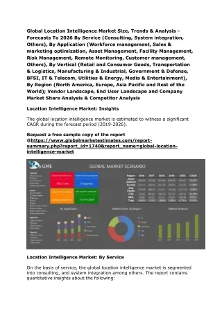 Global Location Intelligence Market Size, Trends & Analysis - Forecasts To 2026