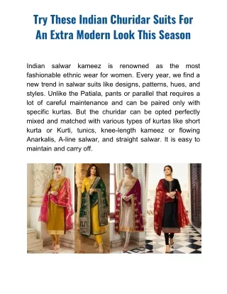 Indian Churidar Suits for an Extra Modern Look