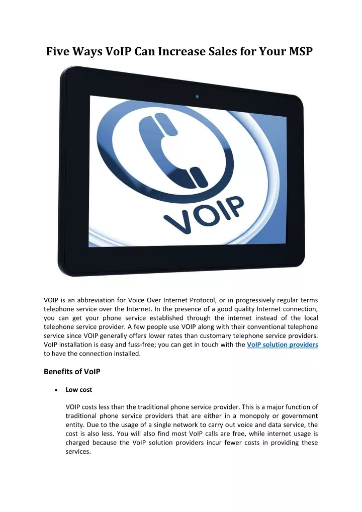 five ways voip can increase sales for your msp