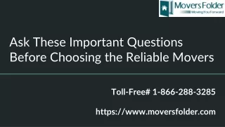 Ask these Main Questions Before Hiring Reliable Movers