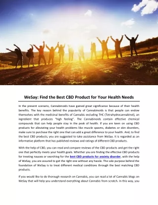 WeSay: Find the Best CBD Product for Your Health Needs