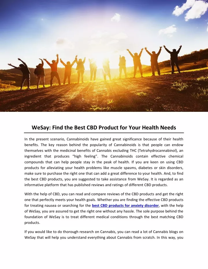 wesay find the best cbd product for your health